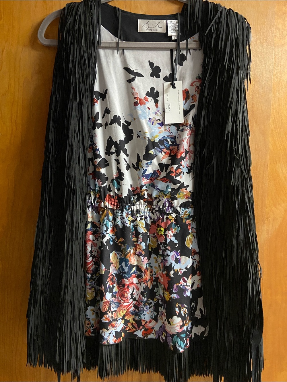 BYRON LARS Beauty Mark Black Laser Fringe Monarch Vest 8 RARE
